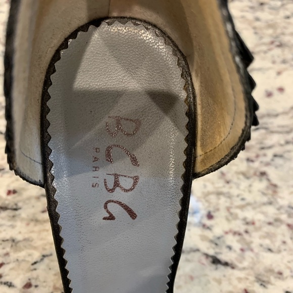 BCBG Paris black leather open toe heels - Picture 6 of 6